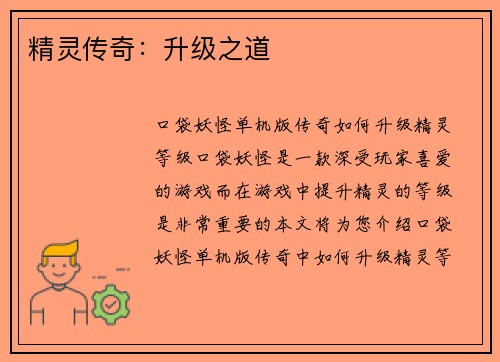 精灵传奇:升级之道
